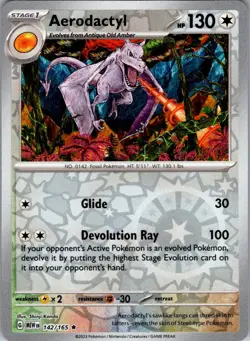 Aerodactyl 142/165 Rare 151 Pokemon Reverse Holo Near Mint - Image 1