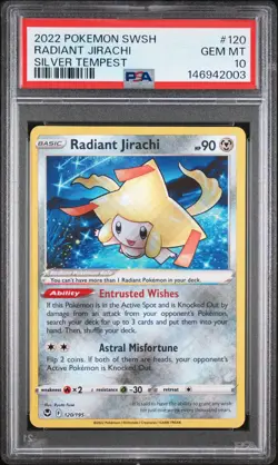 PSA 10 RADIANT JIRACHI 120/195 HOLO SHINY SILVER TEMPEST POKEMON ✨ - Image 1