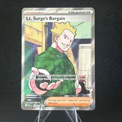 Lt. Surge's Bargain 170/132 Mega Evolution Holo Ultra Rare Full Art Pokemon TCG - Image 1