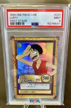 One Piece Carddass Luffy C01 Hyper Battle First Stage CHB Japanese 1999 PSA 9 - Image 1