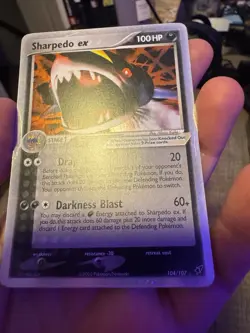 Pokemon Sharpedo ex 104/107 EX Deoxys Ultra Rare Holo THREE SWIRL ON BORDER! 🌀 - Image 4