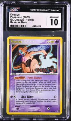 Pokemon Deoxys 16/107 Ex Deoxys Reverse Holo Stamped CGC Gem Mint 10 - Image 1