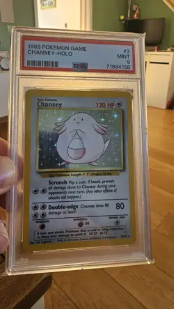 PSA 9 MINT 1999 Pokemon Chansey 3/102 Base Set Unlimited HOLO - Image 1