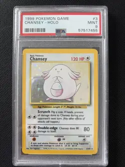 Chansey 3/102 Base Set Unlimited PSA 9 MINT Holo Pokemon TCG Card WOTC 1999 - Image 1