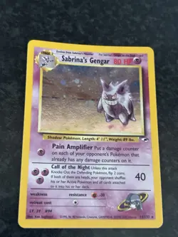 Pokemon TCG Sabrinas Gengar 14/132 Gym Heroes Holo Rare Card - Image 2