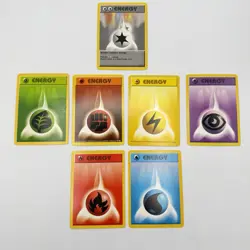 Pokemon Shadowless Lot of 7 Shadowless Base Set Energy Cards LP Complete Set - Image 1