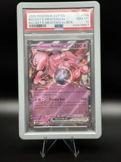 Pokemon TCG PSA 10 2025 EN Rocket's Mewtwo ex 205 SV Promo Cards Holo - Image 1