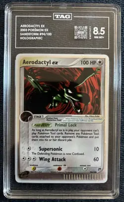Pokemon TCG Aerodactyl EX Holo Card 94/100 Sandstorm 2003 TAG 8.5 - Image 1