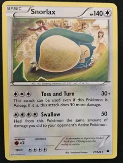 Snorlax 77/124 XY Fates Collide Non Holo Rare Pokemon Trading Card Game 2016 NM - Image 1