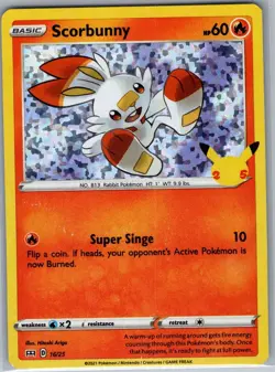 Scorbunny - 16/25 Holo McDonald's 25th Anniversary Promos - Pokemon Card - NM - Image 1