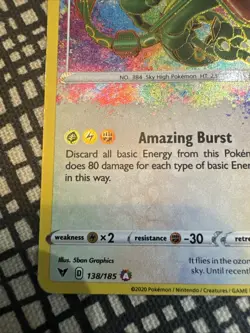Nintendo Rayquaza 138/185 Vivid Voltage Amazing Rare Holo EN 120 HP 2020 - Image 4