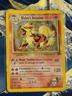 Pokemon TCG Gym Challenge Blaine's Arcanine Holo Rare Card 1/132 LP 1999-2000 - Image 3