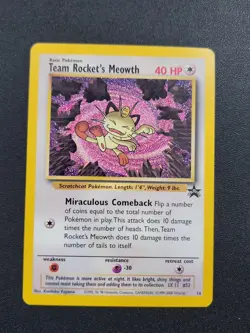 Team Rocket's Meowth # 18 Black Star PROMO WOTC Rare Pokemon Card NM 2 - Image 1