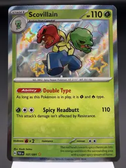 Scovillain 107/091 - Shiny Holo Rare - Paldean Fates Pokemon Card NM - Image 1