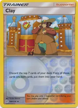 Clay 188/236 Reverse Holo Cosmic Eclipse Pokemon Card NM - Image 1