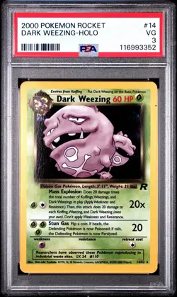 2000 Pokemon Dark Wheezing Holo PSA 3 - Image 1
