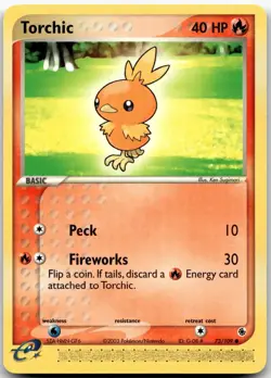 Torchic 73/109 Common Ruby & Sapphire Pokemon E-Reader Near Mint - Image 1