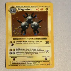 Pokemon TCG Magneton 9/102 Base Set Holo Rare Stage 1 60 HP English 1999 - Image 1