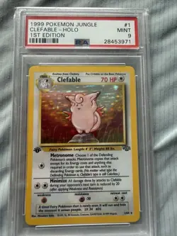 1999 Pokemon Jungle Clefable Holo 1st Edition PSA 9 - Image 1