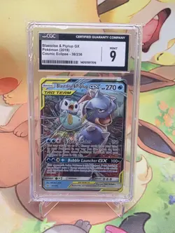 Blastoise & Piplup GX Pokemon (2019) Cosmic Eclipse - 38/236 CGC 9 - Image 1