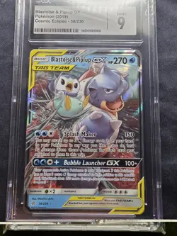 Blastoise & Piplup GX Pokemon (2019) Cosmic Eclipse - 38/236 CGC 9 - Image 3