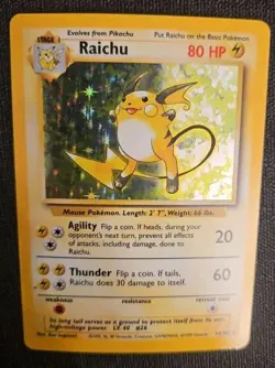 Pokemon Raichu Holofoil TCG 1999 014/102 Holo Rare Base Set - Image 2