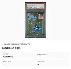 PSA 10 GEM MINT Tangela Vs. Rhydon #114 Topsun Carddass Pokemon TCG 1998 POP 7 - Image 2