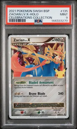 PSA 9 2021 POKEMON SWSH BLACK STAR PROMO CELEBRATIONS COLL #135 ZACIAN LV.X-HOLO - Image 1