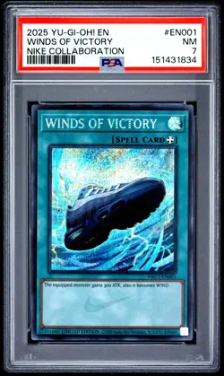 2025 YU-GI-OH! NIKE COLLABORATION #EN001 WINDS OF VICTORY PSA 7 - Image 1