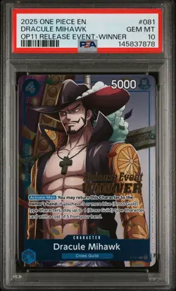 2025 ONE PIECE PROMOS #081 DRACULE MIHAWK PSA 10 - Image 1
