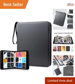Deluxe Trading Card Binder with 900 Pockets, Black Zipper Case for Collectors - Image 1
