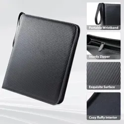 Deluxe Trading Card Binder with 900 Pockets, Black Zipper Case for Collectors - Image 4