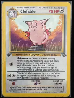 Clefable 1st Edition 17/64 Jungle Non Holo Pokemon TCG Vintage WOTC MP - Image 1