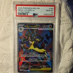 Pokemon TCG Mega Lucario EX 160/132 Me01 Mega Evolution Ultra Rare Holo PSA 10 - Image 1