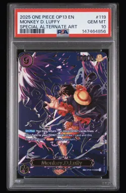 ONE PIECE OP13 CARRYING ON HIS WILL OP09-119 MONKEY D. LUFFY PSA 10 SP ALT ART - Image 1