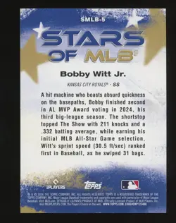Bobby Witt Jr 2026 Topps Series 1 Stars of Major League Black #01/10 Royals - Image 2