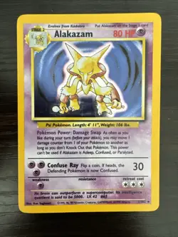 Pokemon Alakazam Card 1/102 Holo Base Set LP - Image 1