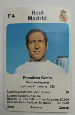 REAL MADRID - Set of 5 - 1970 Dutch Europa-cup Kwartet game card - Image 3