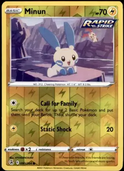 Minun Reverse Holo SWSH08: Fusion Strike 090/264 NM - Image 1