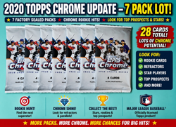2020 Topps Chrome Update 7 Pack Lot Factory Sealed Rookie MLB Baseball Cards - Image 1