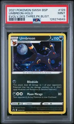 Umbreon Evolving Skies Holo Promo Blister Card SWSH129 PSA 9 Mint - Image 2