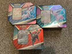 Pokemon TCG V HEROES Tins Set of 3 Espeon Sylveon Umbreon FACTORY SEALED! - Image 1
