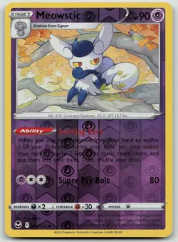 Pokemon Meowstic 082/195 Silver Tempest Uncommon Reverse Holo NM - Image 1