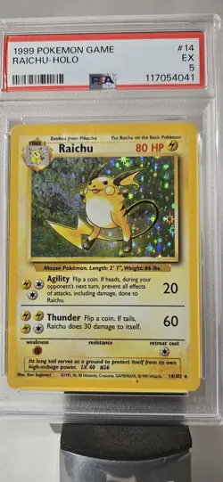 1999 Pokemon Base Set (RAICHU HOLO) GRADED PSA-5 CARD # 14/102 - Image 3
