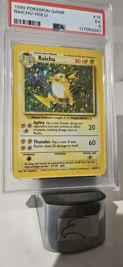 1999 Pokemon Base Set (RAICHU HOLO) GRADED PSA-5 CARD # 14/102 - Image 5