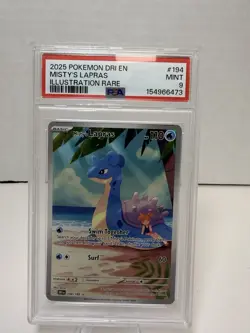 2025 POKEMON DRI EN-DESTINED RIVALS ILLUSTRATION RARE #194 MISTY'S LAPRAS PSA 9 - Image 1