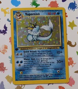 Pokemon TCG Vaporeon 12/64 *1st Edition* Jungle Holo Rare English WOTC 1999 - Image 1