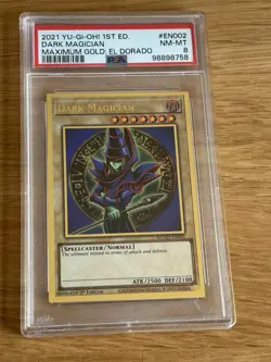 Yu Gi Oh Dark Magician En002 Maximum Gold PSA Grade 8 - Image 1