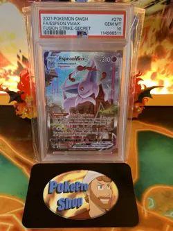 2021 Pokemon SWSH Fusion Strike Full Art Espeon VMAX 270 Alt Art Secret - PSA 10 - Image 1