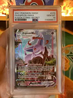 2021 Pokemon SWSH Fusion Strike Full Art Espeon VMAX 270 Alt Art Secret - PSA 10 - Image 2